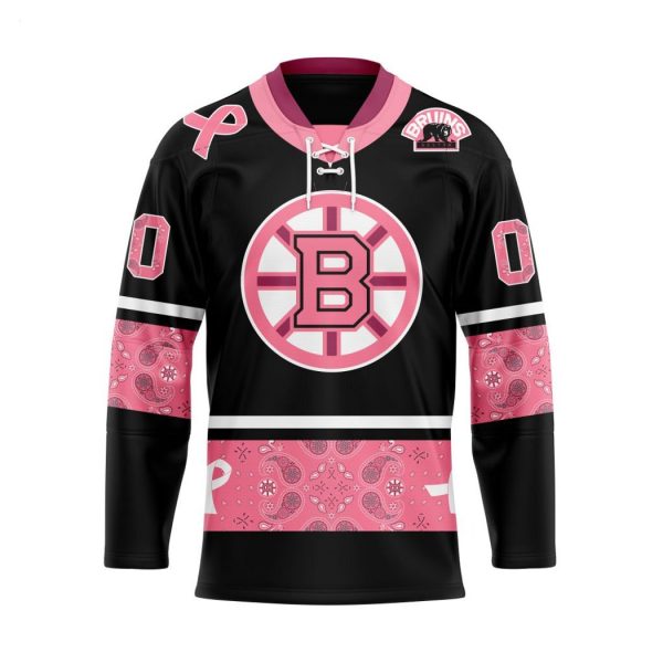 NHL Boston Bruins Specialized Hockey Jersey In Classic Style With Paisley! Pink Breast Cancer