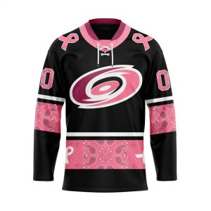 NHL Carolina Hurricanes Specialized Hockey Jersey In Classic Style With Paisley! Pink Breast Cancer