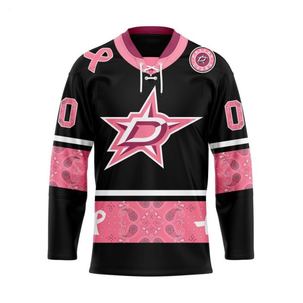 NHL Dallas Stars Specialized Hockey Jersey In Classic Style With Paisley! Pink Breast Cancer