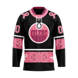 NHL Edmonton Oilers Specialized Hockey Jersey In Classic Style With Paisley! Pink Breast Cancer