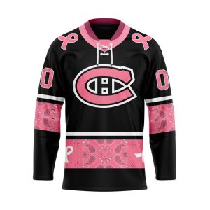 NHL Montreal Canadiens Specialized Hockey Jersey In Classic Style With Paisley! Pink Breast Cancer