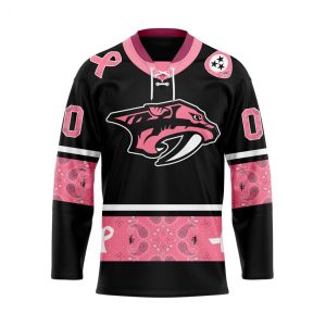 NHL Nashville Predators Specialized Hockey Jersey In Classic Style With Paisley! Pink Breast Cancer