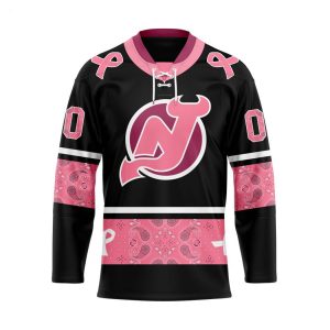 NHL New Jersey Devils Specialized Hockey Jersey In Classic Style With Paisley! Pink Breast Cancer