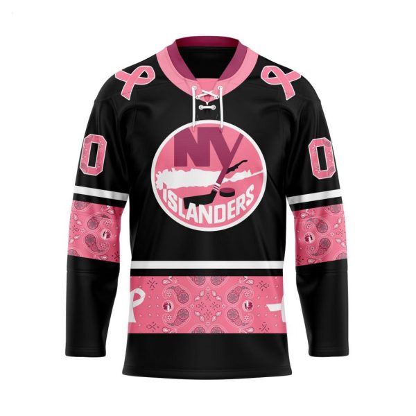 NHL New York Islanders Specialized Hockey Jersey In Classic Style With Paisley! Pink Breast Cancer