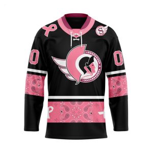NHL Ottawa Senators Specialized Hockey Jersey In Classic Style With Paisley! Pink Breast Cancer