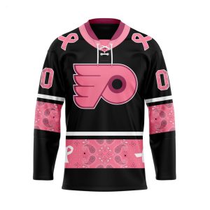 NHL Philadelphia Flyers Specialized Hockey Jersey In Classic Style With Paisley! Pink Breast Cancer