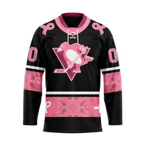 NHL Pittsburgh Penguins Specialized Hockey Jersey In Classic Style With Paisley! Pink Breast Cancer