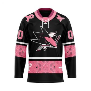 NHL San Jose Sharks Specialized Hockey Jersey In Classic Style With Paisley! Pink Breast Cancer