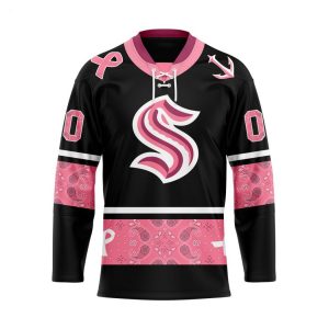 NHL Seattle Kraken Specialized Hockey Jersey In Classic Style With Paisley! Pink Breast Cancer
