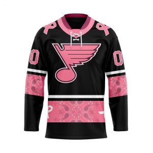 NHL St. Louis Blues Specialized Hockey Jersey In Classic Style With Paisley! Pink Breast Cancer
