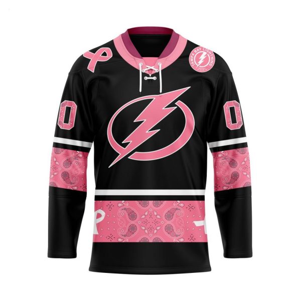 NHL Tampa Bay Lightning Specialized Hockey Jersey In Classic Style With Paisley! Pink Breast Cancer