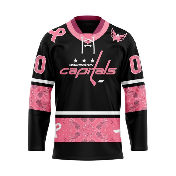 NHL Washington Capitals Specialized Hockey Jersey In Classic Style With Paisley! Pink Breast Cancer