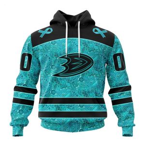 Personalized NHL Anaheim Ducks Special Design Fight Ovarian Cancer Hoodie