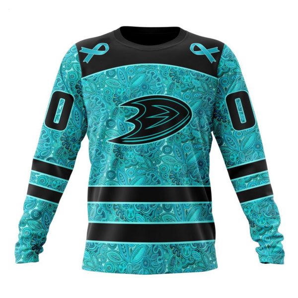 Personalized NHL Anaheim Ducks Special Design Fight Ovarian Cancer Hoodie