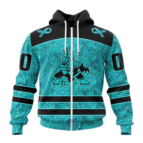 Personalized NHL Arizona Coyotes Special Design Fight Ovarian Cancer Hoodie