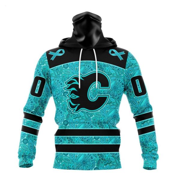 Personalized NHL Calgary Flames Special Design Fight Ovarian Cancer Hoodie