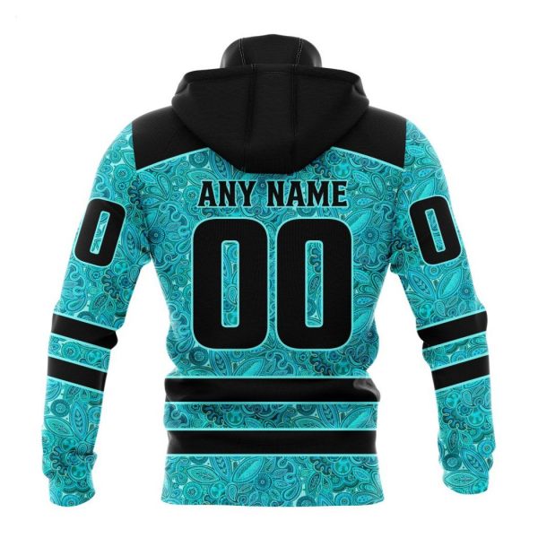 Personalized NHL Calgary Flames Special Design Fight Ovarian Cancer Hoodie