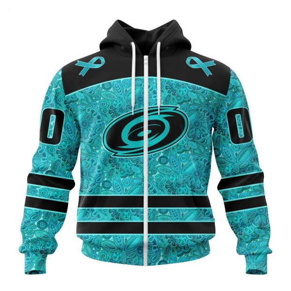 Personalized NHL Carolina Hurricanes Special Design Fight Ovarian Cancer Hoodie