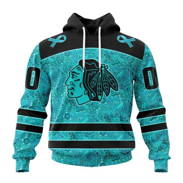 Personalized NHL Chicago Blackhawks Special Design Fight Ovarian Cancer Hoodie