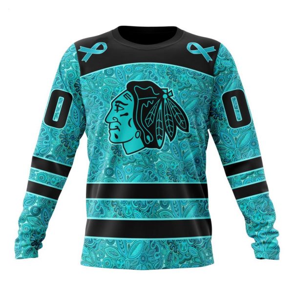 Personalized NHL Chicago Blackhawks Special Design Fight Ovarian Cancer Hoodie