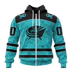 Personalized NHL Columbus Blue Jackets Special Design Fight Ovarian Cancer Hoodie