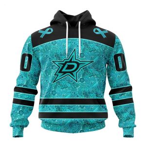 Personalized NHL Dallas Stars Special Design Fight Ovarian Cancer Hoodie