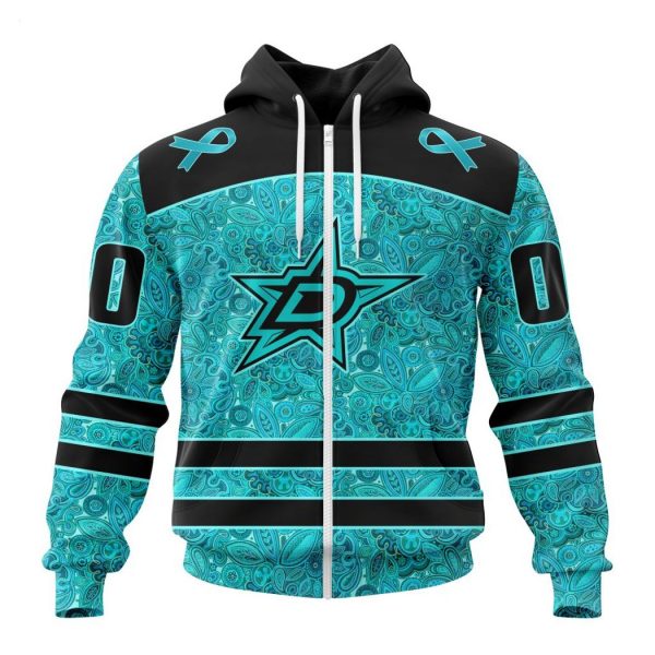 Personalized NHL Dallas Stars Special Design Fight Ovarian Cancer Hoodie