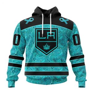 Personalized NHL Los Angeles Kings Special Design Fight Ovarian Cancer Hoodie