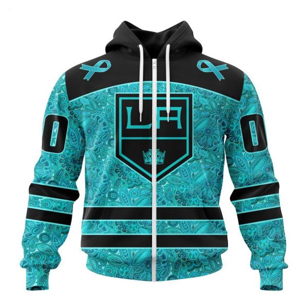 Personalized NHL Los Angeles Kings Special Design Fight Ovarian Cancer Hoodie