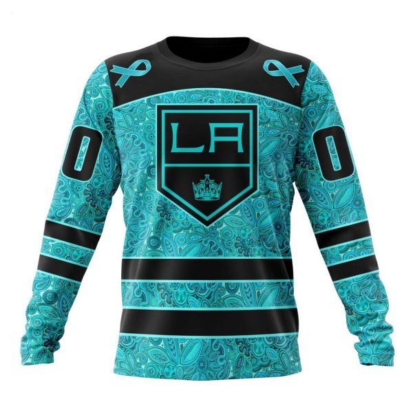 Personalized NHL Los Angeles Kings Special Design Fight Ovarian Cancer Hoodie