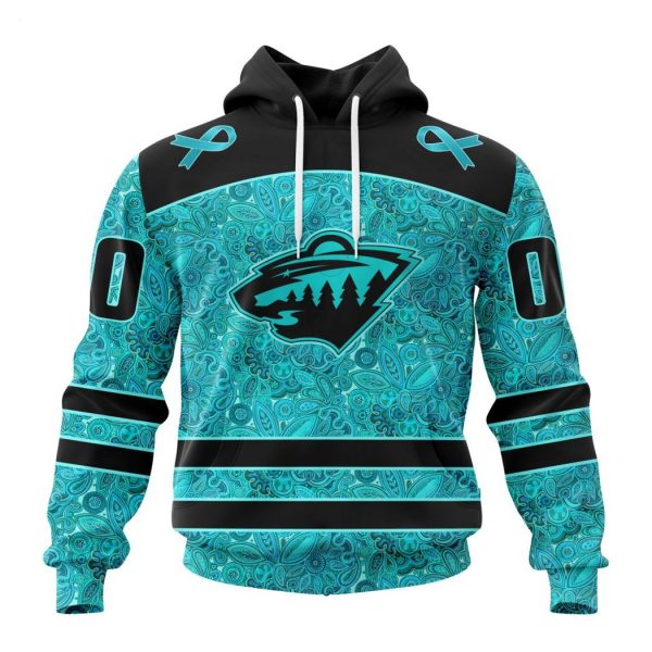 Personalized NHL Minnesota Wild Special Design Fight Ovarian Cancer Hoodie