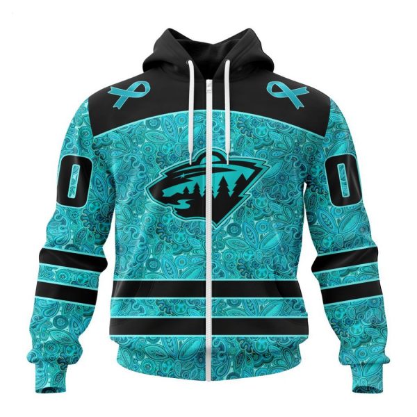 Personalized NHL Minnesota Wild Special Design Fight Ovarian Cancer Hoodie