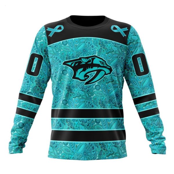 Personalized NHL Nashville Predators Special Design Fight Ovarian Cancer Hoodie