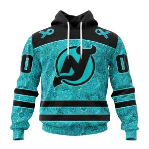 Personalized NHL New Jersey Devils Special Design Fight Ovarian Cancer Hoodie