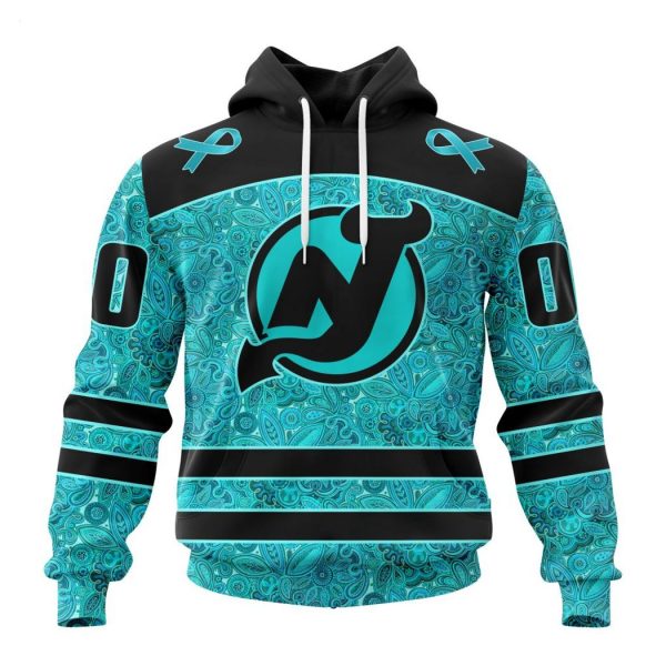 Personalized NHL New Jersey Devils Special Design Fight Ovarian Cancer Hoodie