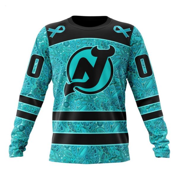 Personalized NHL New Jersey Devils Special Design Fight Ovarian Cancer Hoodie