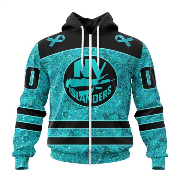 Personalized NHL New York Islanders Special Design Fight Ovarian Cancer Hoodie