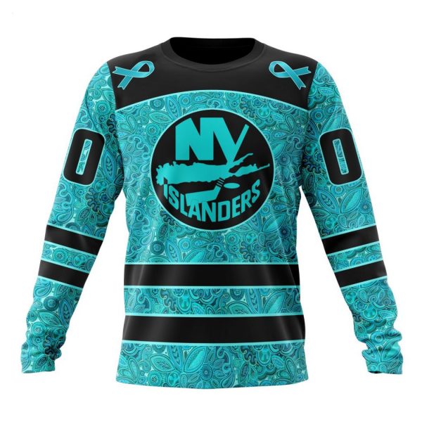 Personalized NHL New York Islanders Special Design Fight Ovarian Cancer Hoodie