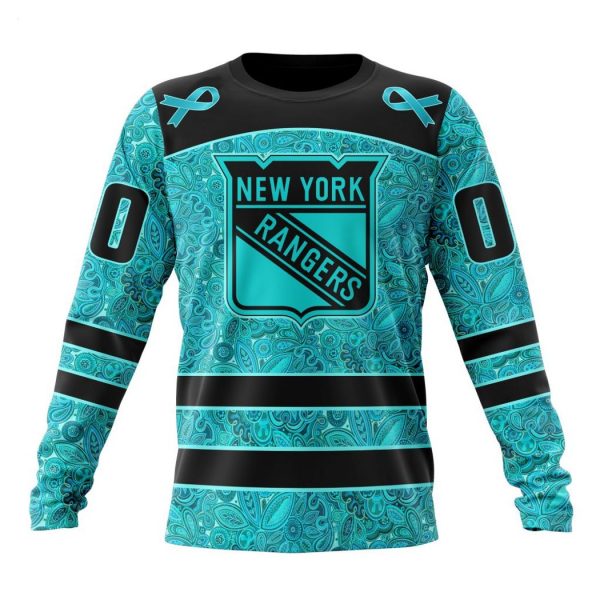 Personalized NHL New York Rangers Special Design Fight Ovarian Cancer Hoodie