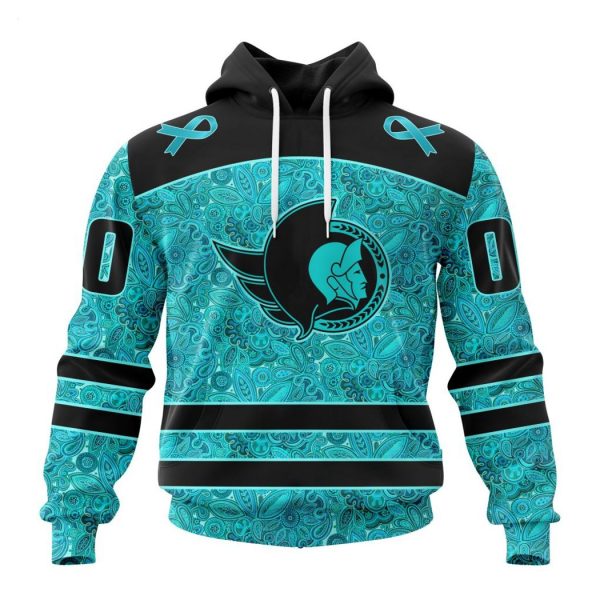 Personalized NHL Ottawa Senators Special Design Fight Ovarian Cancer Hoodie