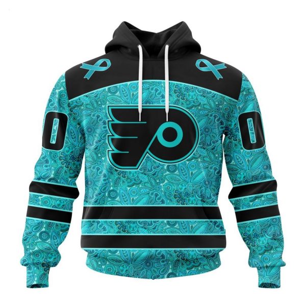 Personalized NHL Philadelphia Flyers Special Design Fight Ovarian Cancer Hoodie