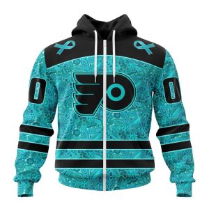 Personalized NHL Philadelphia Flyers Special Design Fight Ovarian Cancer Hoodie