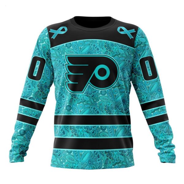 Personalized NHL Philadelphia Flyers Special Design Fight Ovarian Cancer Hoodie