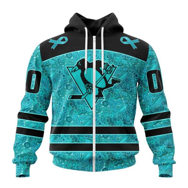 Personalized NHL Pittsburgh Penguins Special Design Fight Ovarian Cancer Hoodie