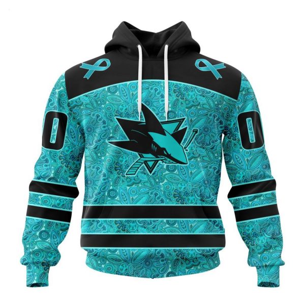 Personalized NHL San Jose Sharks Special Design Fight Ovarian Cancer Hoodie