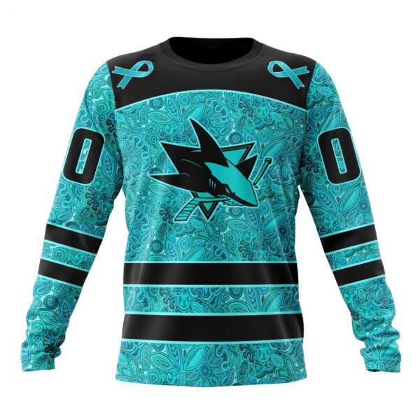 Personalized NHL San Jose Sharks Special Design Fight Ovarian Cancer Hoodie