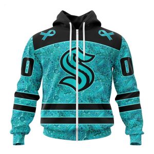 Personalized NHL Seattle Kraken Special Design Fight Ovarian Cancer Hoodie