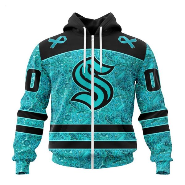 Personalized NHL Seattle Kraken Special Design Fight Ovarian Cancer Hoodie