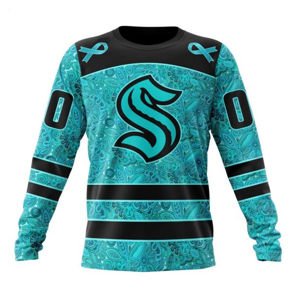 Personalized NHL Seattle Kraken Special Design Fight Ovarian Cancer Hoodie