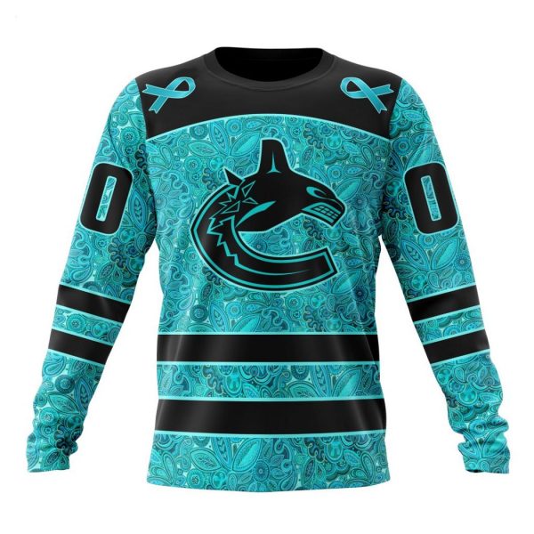 Personalized NHL Vancouver Canucks Special Design Fight Ovarian Cancer Hoodie